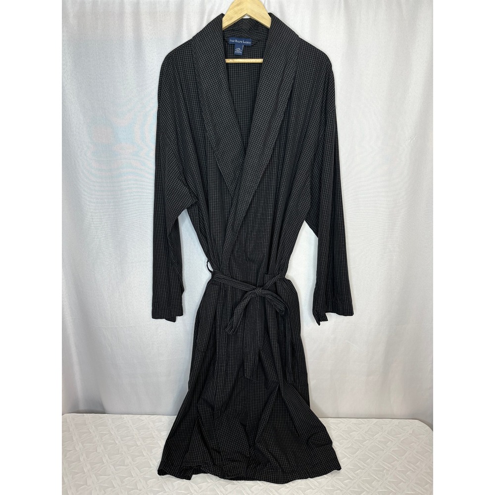 Polo Ralph Lauren Soho Plaid Full Length Robe w/ Tie L/XL Preppy Leisure Spa